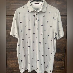 Ted Baker Light Gray Polo with Purple and Blue Accents Size 5